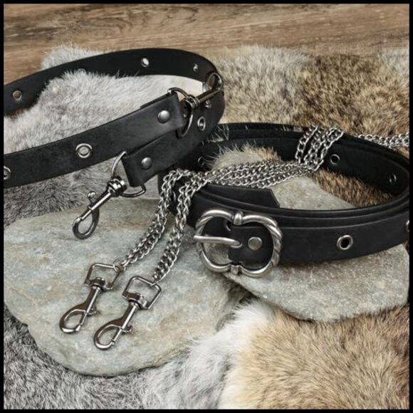 Medieval DIY Faux Leather Metal Chain Belt, Vintage Adjustable Thin Belt main image 6